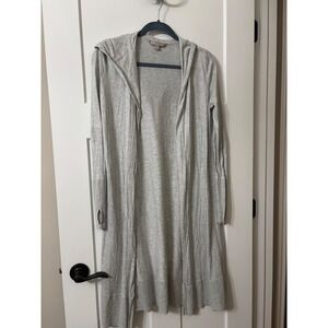 Athleta Grey Hooded Longline Cardigan Sweater Thumbholes Size S‎
